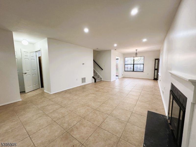 Chandelier, Empty room, Fireplace, Interior, Recessed Lighting