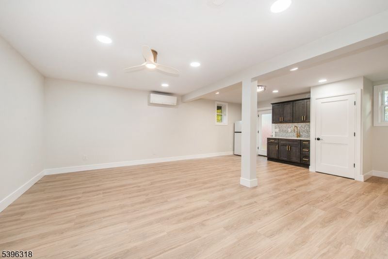 Empty room, Interior, Kitchen, Recessed Lighting, Wood Texture Flooring