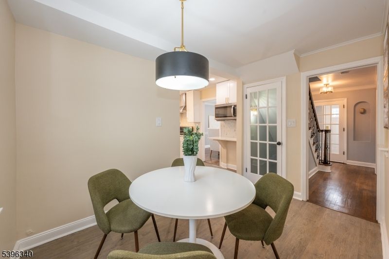 Dining room, Interior, Kitchen, Pendant Lights, Wood Texture Flooring