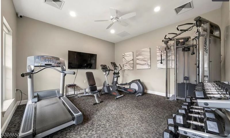 Fitness Equipment, Gym, Interior, Recessed Lighting
