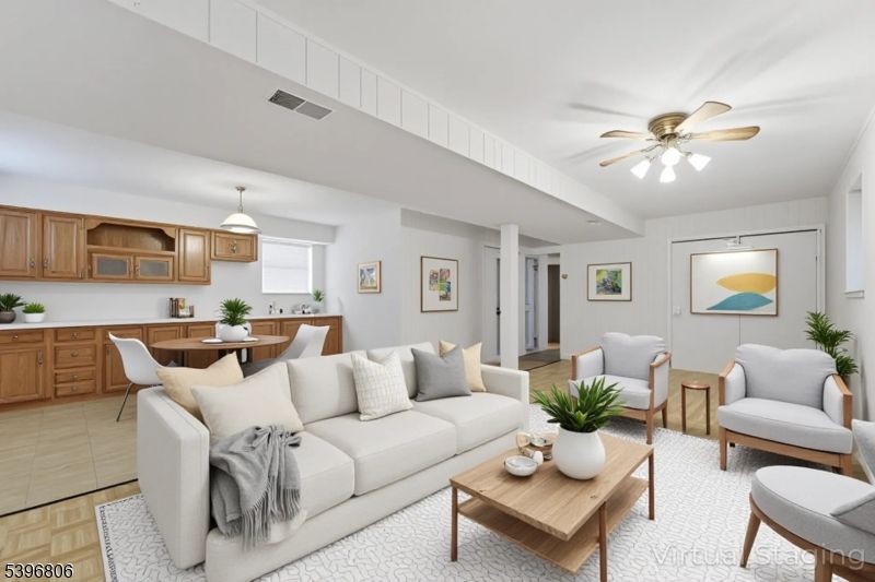 Dining room, Interior, Kitchen, Living room, Pendant Lights, Wood Texture Flooring