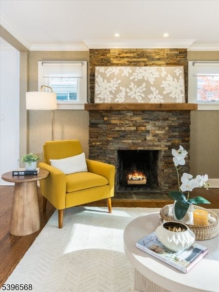 Fireplace, Interior, Recessed Lighting, Wood Texture Flooring