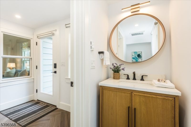 Bathroom, Interior, Recessed Lighting, Wood Texture Flooring