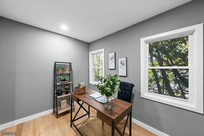 Home Office, Interior, Recessed Lighting, Wood Texture Flooring