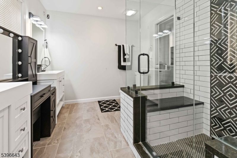 Bathroom, Dual Sink Vanities, Glass Shower, Interior, Recessed Lighting