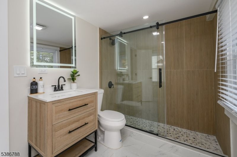 Bathroom, Glass Shower, Interior, Marble, Recessed Lighting