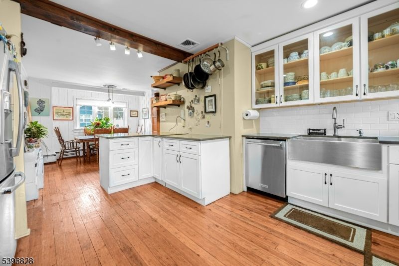 Dining room, Interior, Kitchen, Recessed Lighting, Wood Texture Flooring