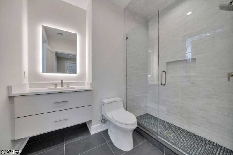 Bathroom, Glass Shower, Interior, Recessed Lighting