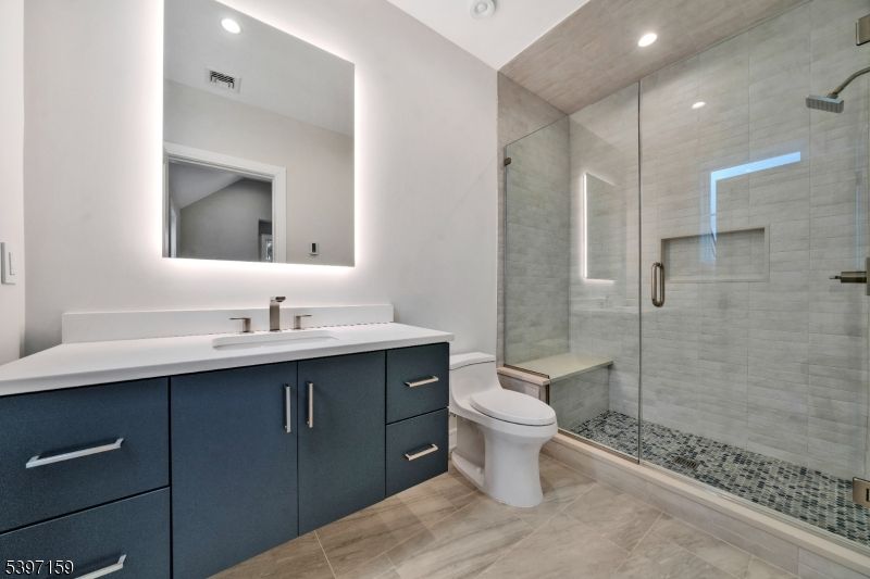 Bathroom, Glass Shower, Interior, Recessed Lighting