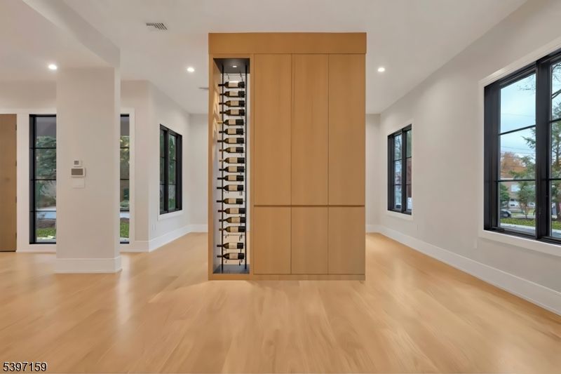 Empty room, Interior, Recessed Lighting, Wine Storage, Wood Texture Flooring