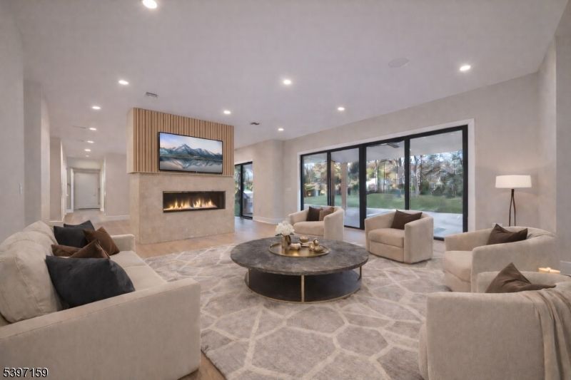 Fireplace, Interior, Living room, Recessed Lighting