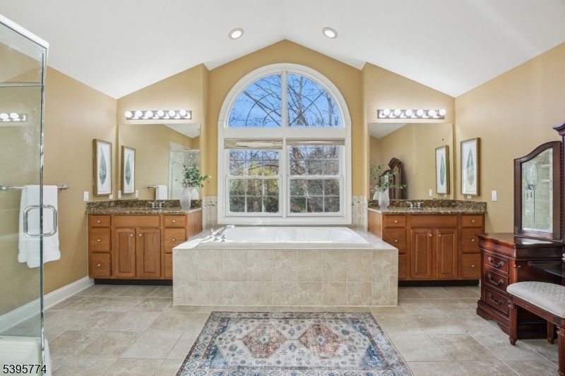 Bathroom, Dual Sink Vanities, Glass Shower, Interior, Recessed Lighting