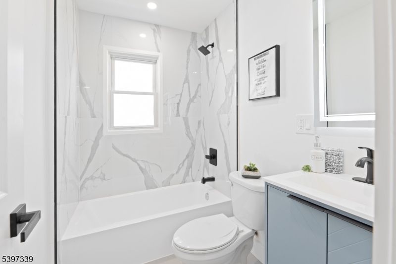 Bathroom, Glass Shower, Interior, Marble Walls, Recessed Lighting