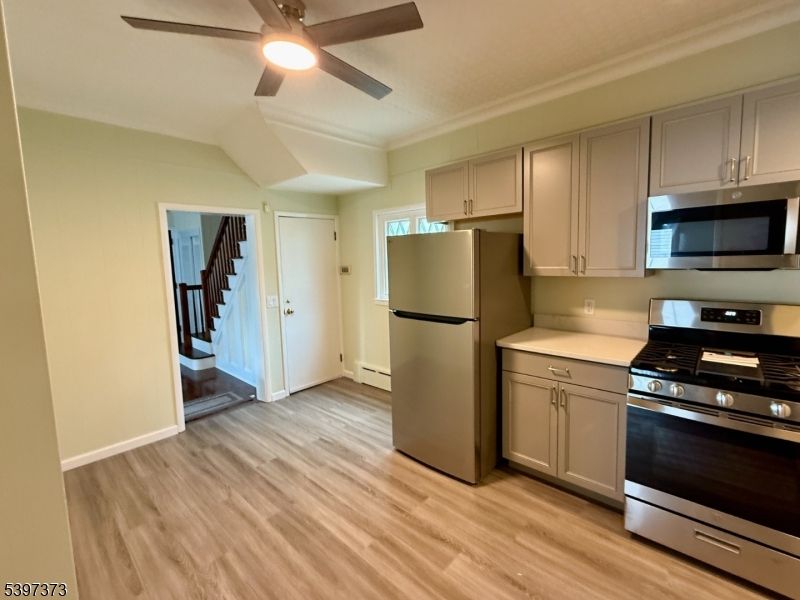 Interior, Kitchen, Stainless Steel Appliances, Wood Texture Flooring