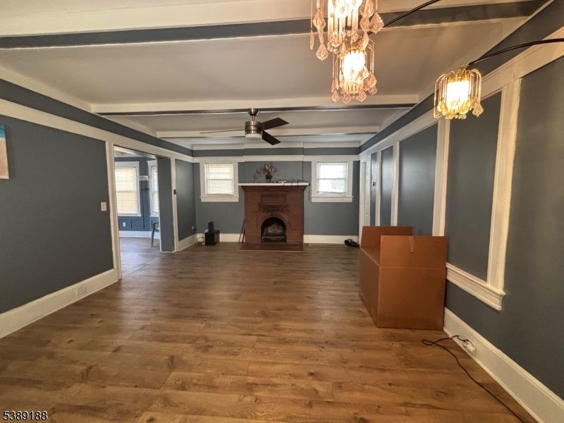 Chandelier, Fireplace, Interior, Wood Texture Flooring