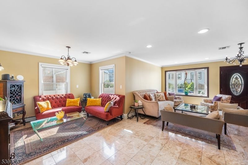 Chandelier, Interior, Living room, Recessed Lighting