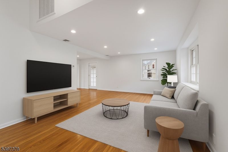 Interior, Living room, Recessed Lighting, Wood Texture Flooring