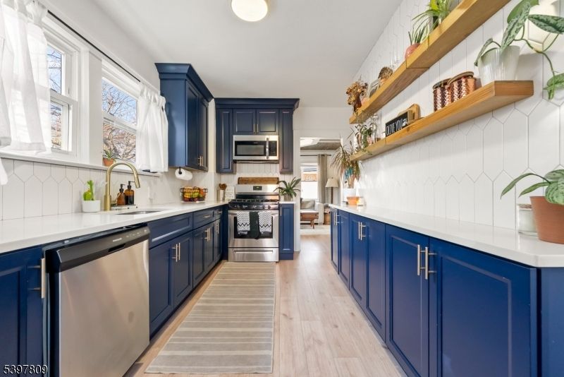 Interior, Kitchen, Stainless Steel Appliances, Wood Texture Flooring