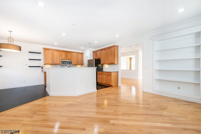 Interior, Kitchen, Pendant Lights, Recessed Lighting, Wood Texture Flooring