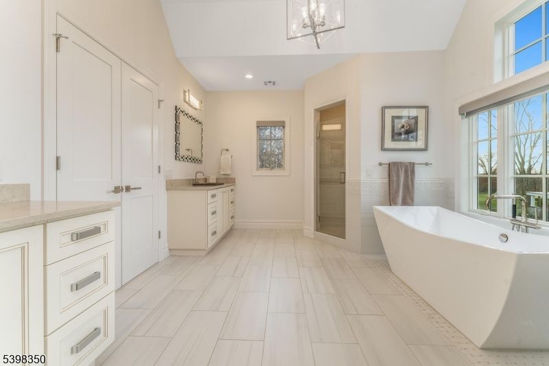 Bathroom, Dual Sink Vanities, Free Standing Baths, Glass Shower, Interior, Recessed Lighting