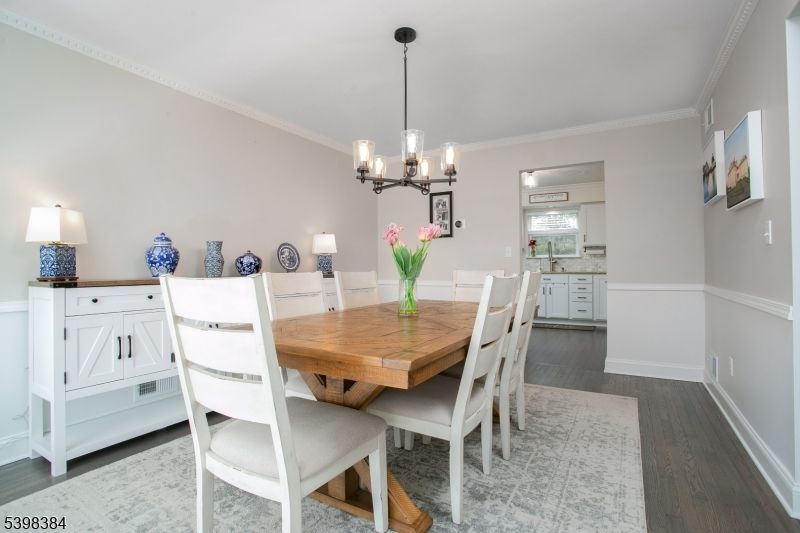 Chandelier, Dining room, Interior, Wood Texture Flooring