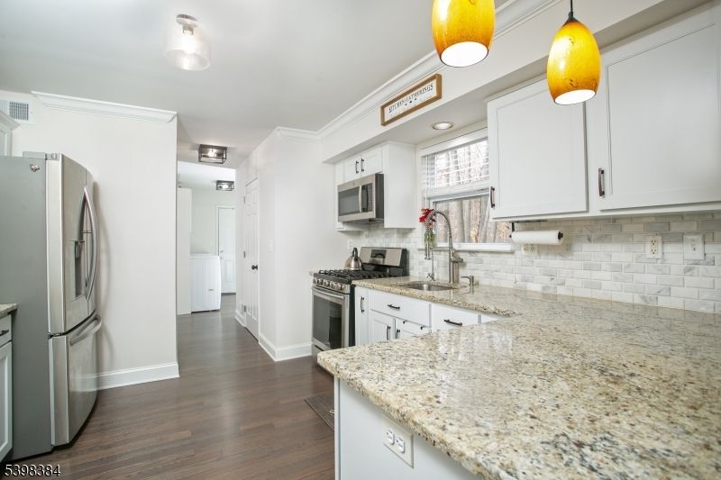 Interior, Kitchen, Pendant Lights, Stainless Steel Appliances, Wood Texture Flooring
