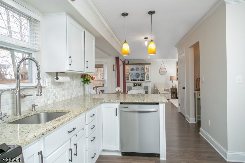 Interior, Kitchen, Pendant Lights, Stainless Steel Appliances, Wood Texture Flooring
