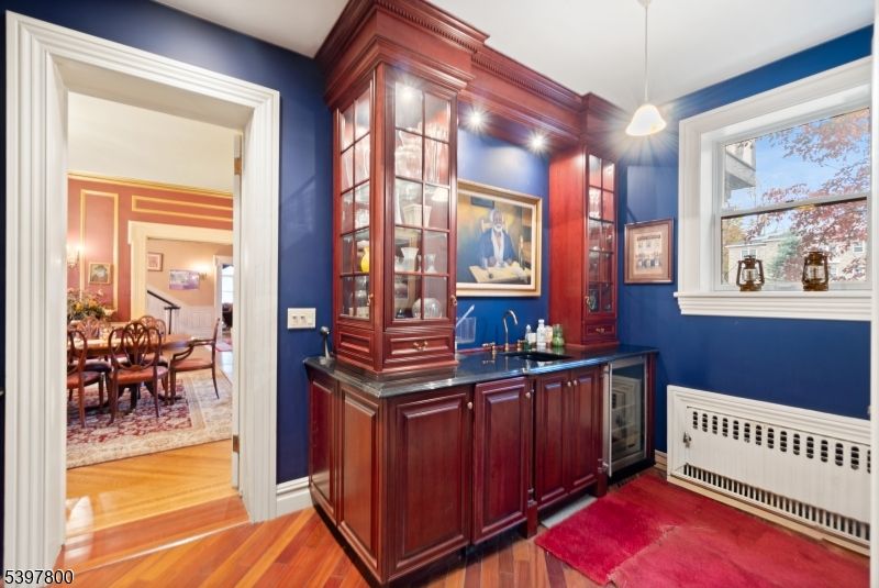 Dining room, Interior, Pendant Lights, Recessed Lighting, Wood Texture Flooring