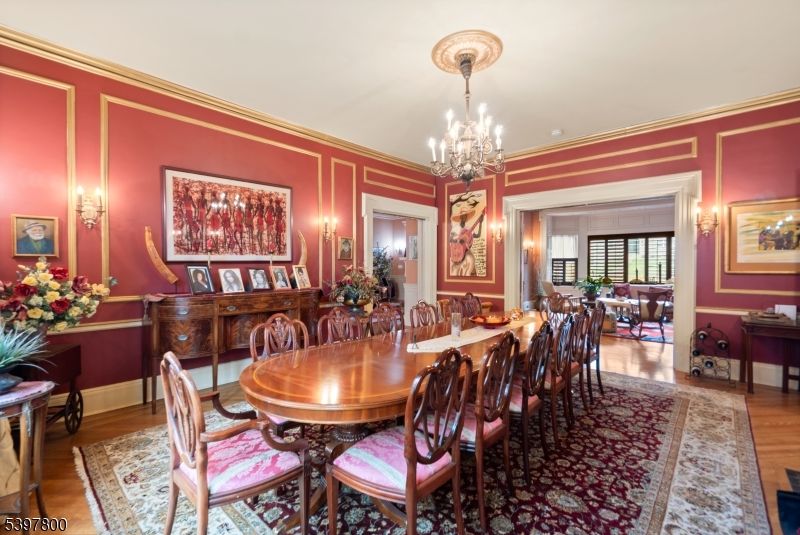 Chandelier, Dining room, Interior, Wood Texture Flooring