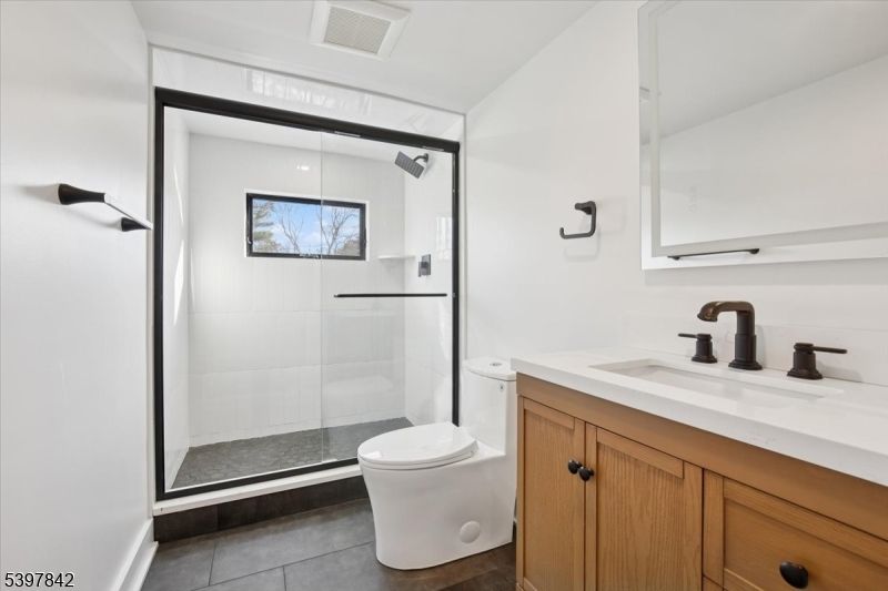 Bathroom, Glass Shower, Interior, Recessed Lighting