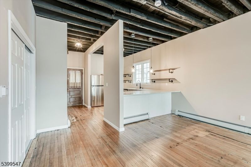 Empty room, Interior, Kitchen, Wooden Beams, Wood Texture Flooring
