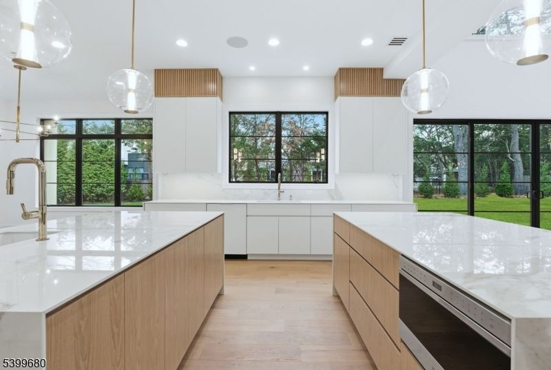 Interior, Kitchen, Pendant Lights, Recessed Lighting, Wood Texture Flooring