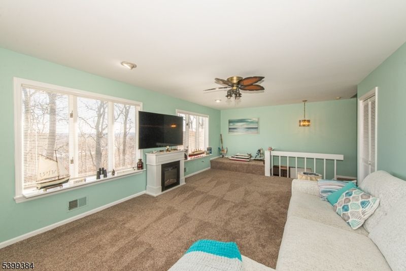 Fireplace, Interior, Living room, Pendant Lights