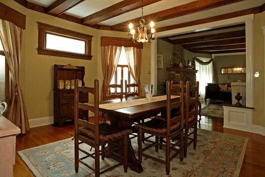 Chandelier, Dining room, Interior, Wooden Beams, Wood Texture Flooring
