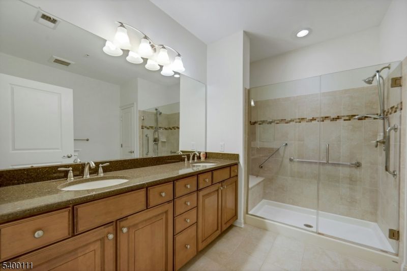 Bathroom, Dual Sink Vanities, Glass Shower, Interior, Recessed Lighting