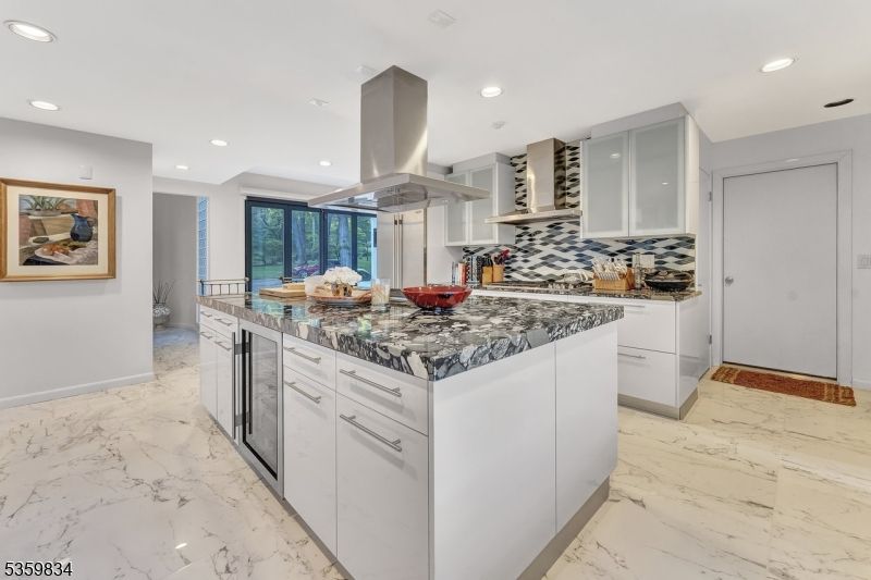 Interior, Kitchen, Marble, Recessed Lighting, Stainless Steel Appliances