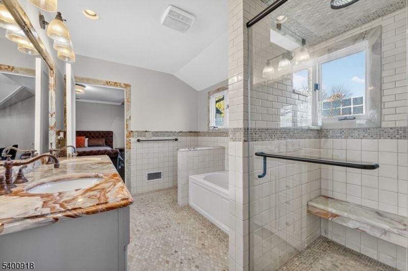 Bathroom, Glass Shower, Interior, Recessed Lighting