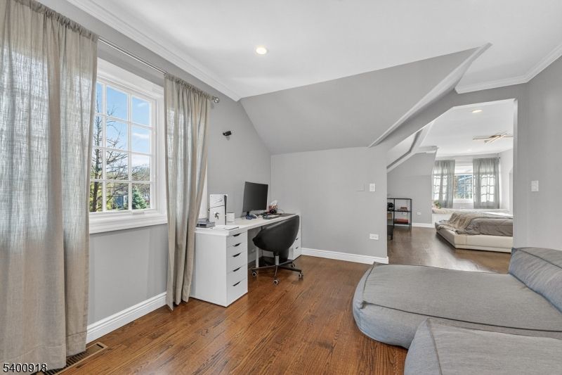 Bedroom, Home Office, Interior, Recessed Lighting, Wood Texture Flooring