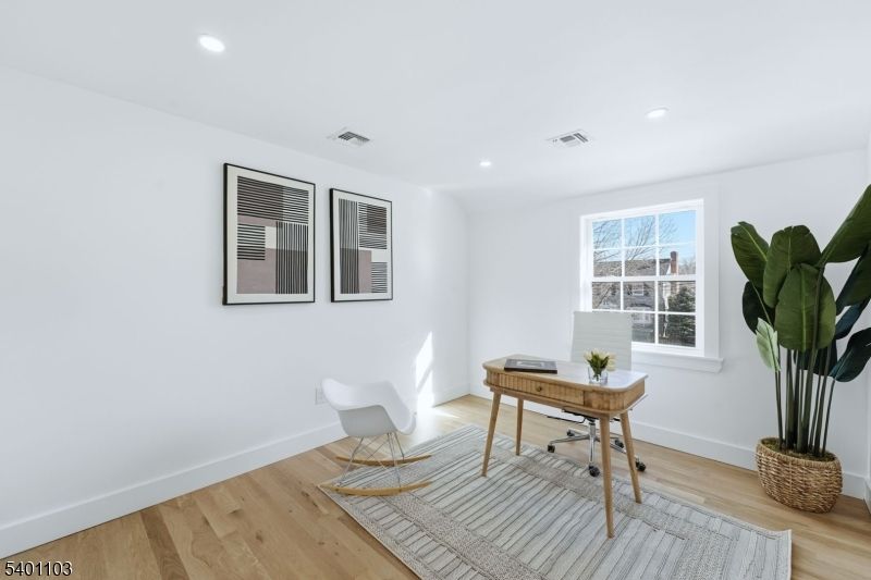 Home Office, Interior, Recessed Lighting, Wood Texture Flooring