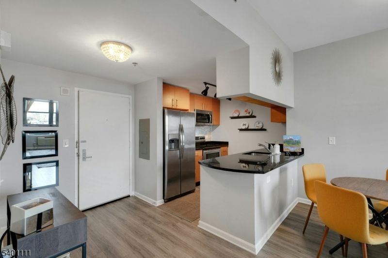 Interior, Kitchen, Stainless Steel Appliances, Wood Texture Flooring