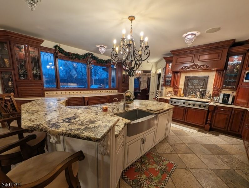 Chandelier, Interior, Kitchen, Stainless Steel Appliances