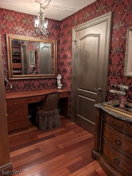 Bathroom, Chandelier, Interior, Wood Texture Flooring