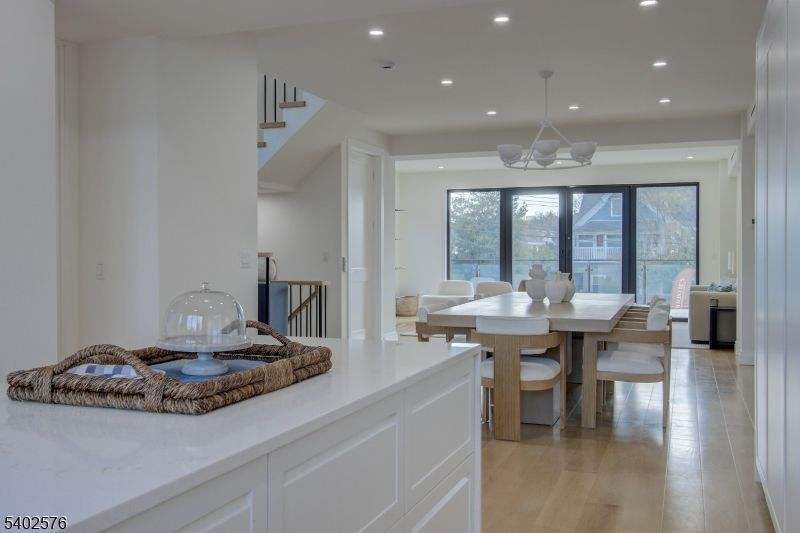 Dining room, Interior, Pendant Lights, Recessed Lighting, Wood Texture Flooring