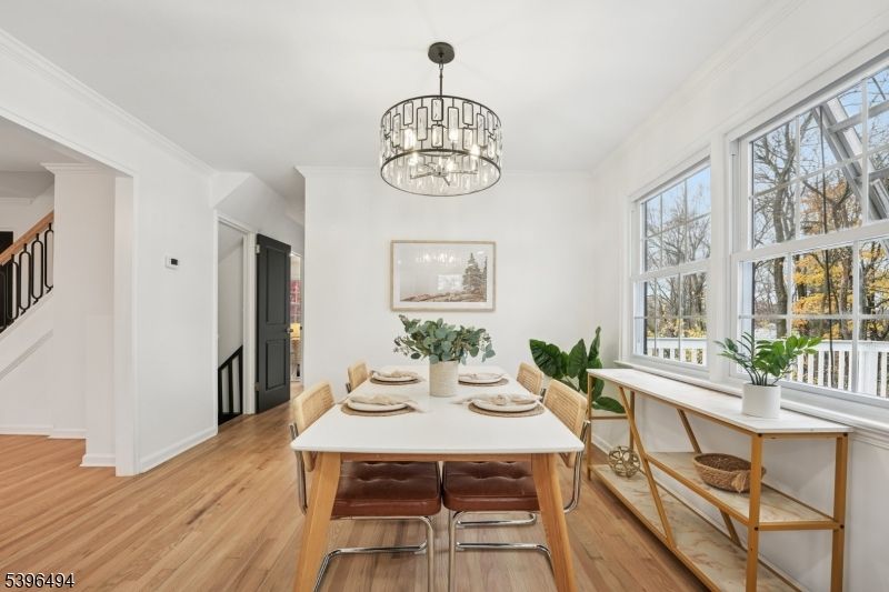 Chandelier, Dining room, Interior, Pendant Lights, Wood Texture Flooring