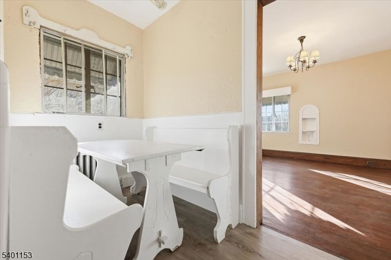 Chandelier, Dining room, Interior, Wood Texture Flooring