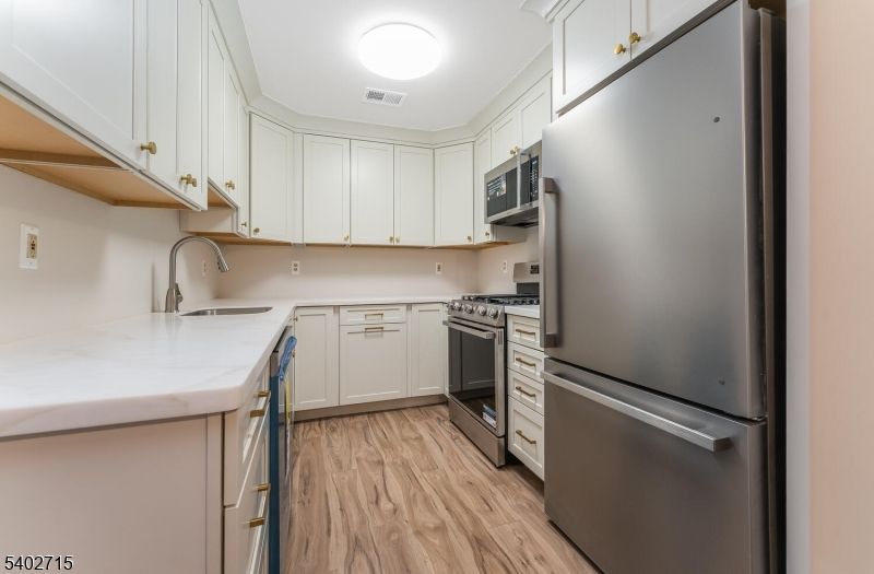 Interior, Kitchen, Stainless Steel Appliances, Wood Texture Flooring