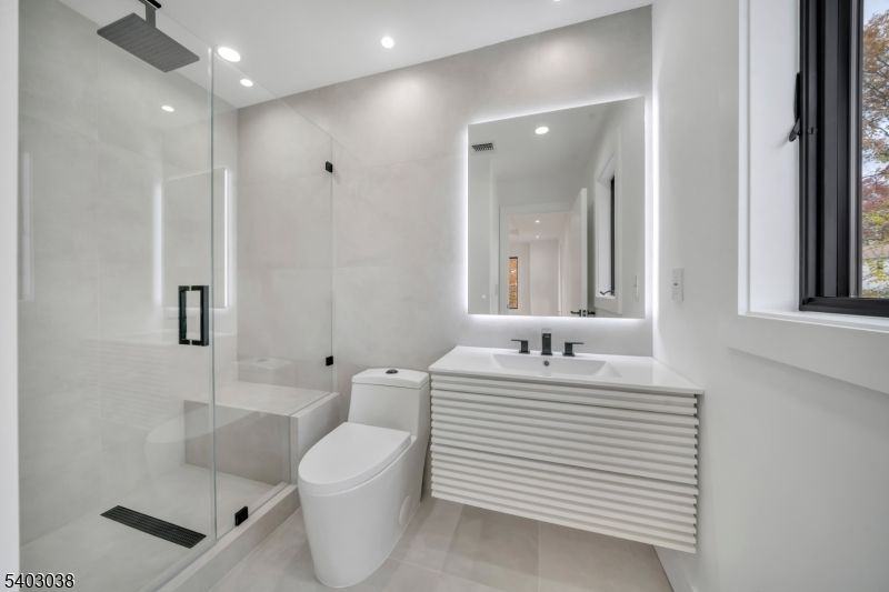 Bathroom, Glass Shower, Interior, Recessed Lighting