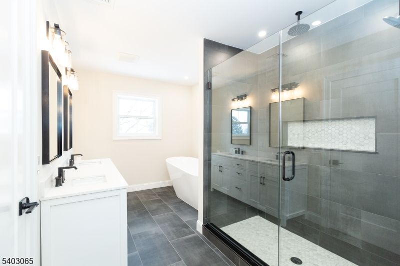 Bathroom, Dual Sink Vanities, Free Standing Baths, Glass Shower, Interior, Recessed Lighting