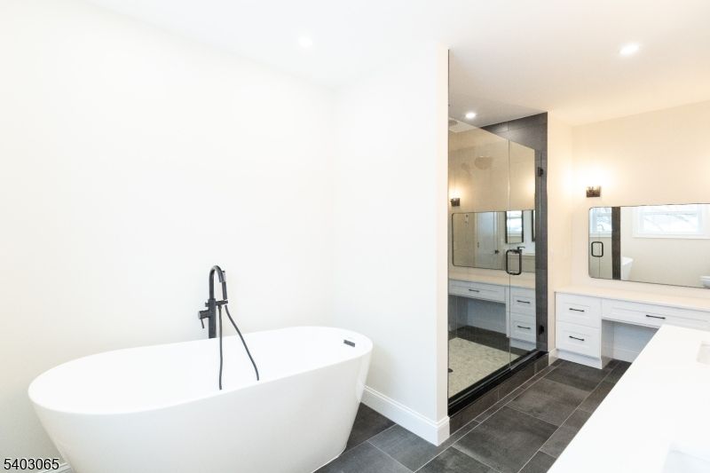 Bathroom, Free Standing Baths, Glass Shower, Interior, Recessed Lighting