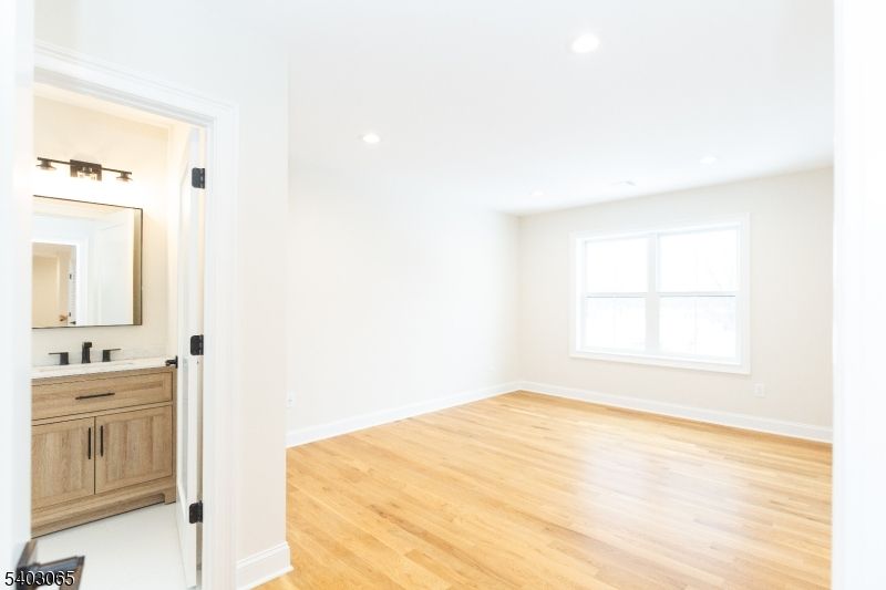 Bathroom, Empty room, Interior, Recessed Lighting, Wood Texture Flooring